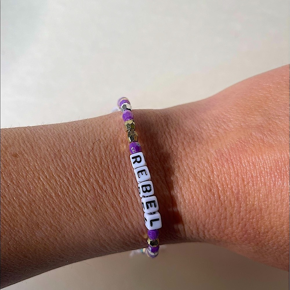 NEW handmade beaded rebel letter friendship purple bracelet